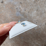 Blue Crystal Topitos 14K Solid Gold Earrings