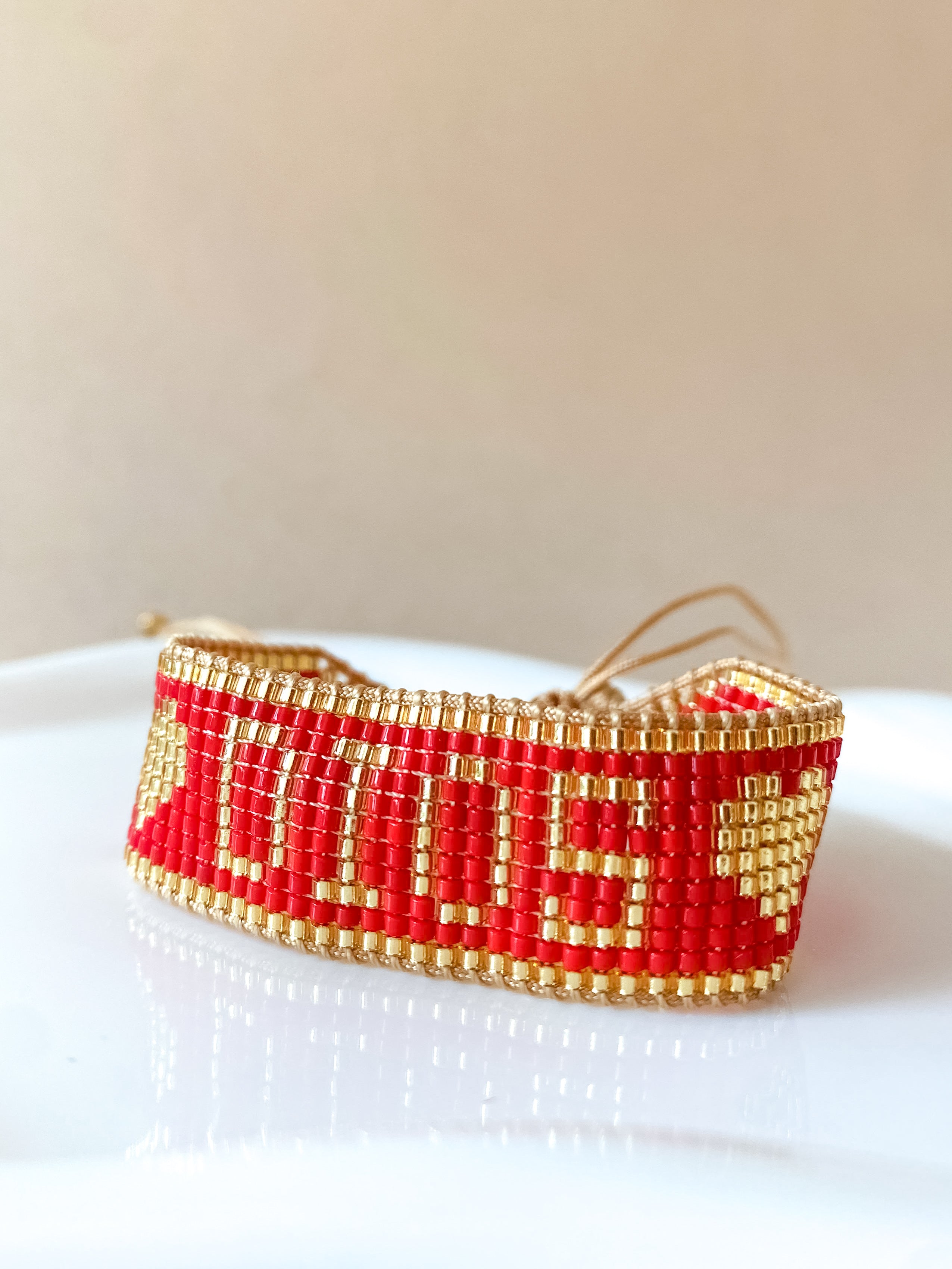Jesus & God Red, Gold and Blue Miyuki Handmade Adjustable Bracelet