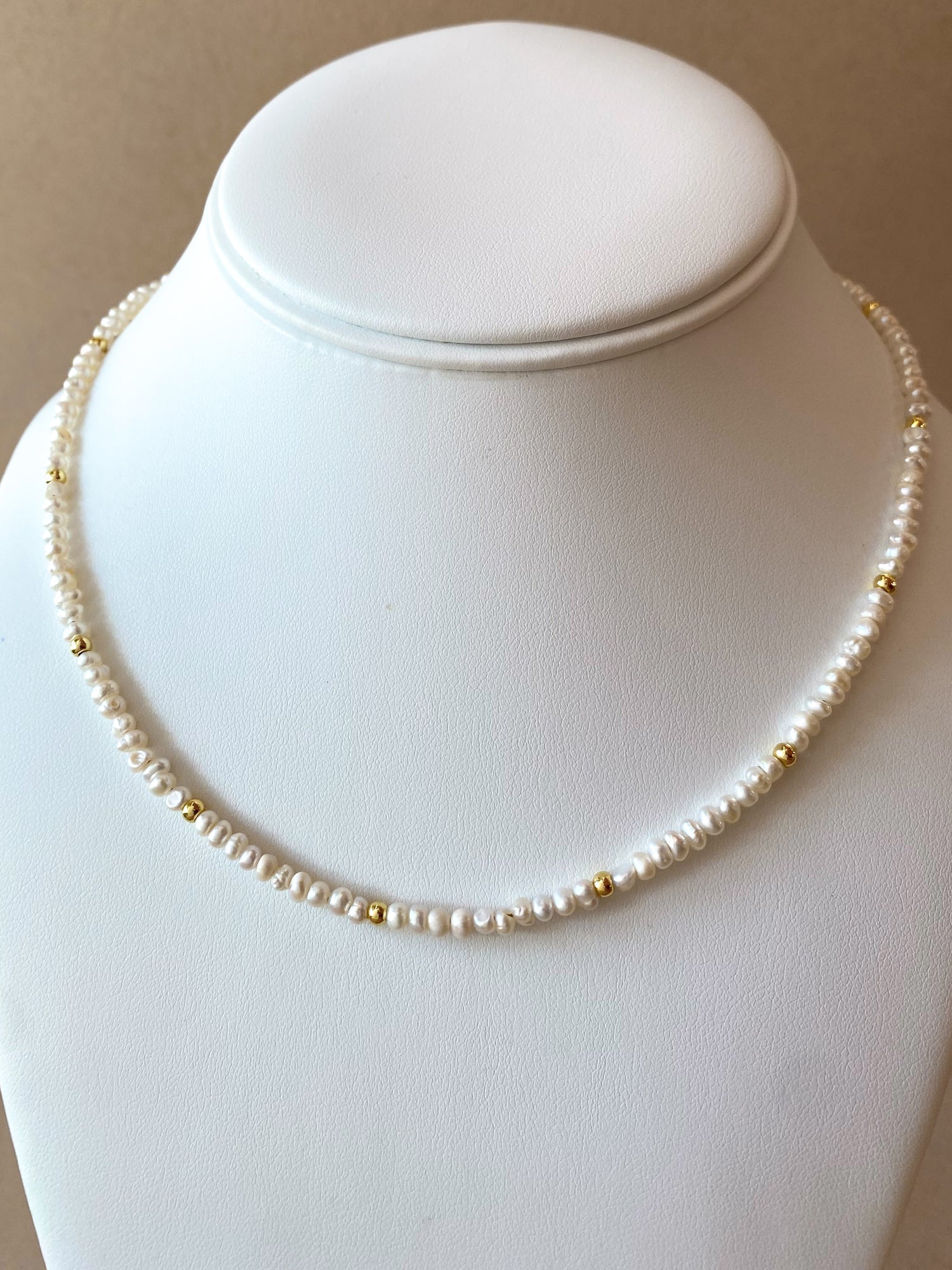 Little Pearls and Golden Balls Pattern Necklace