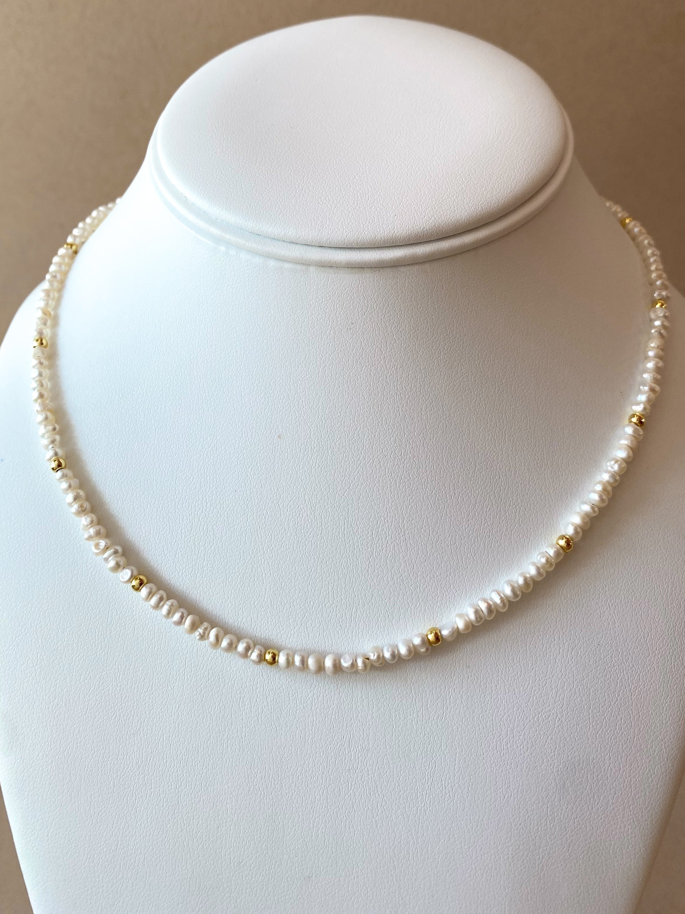Little Pearls and Golden Balls Pattern Necklace