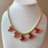 Red Hearts Miyuki Handmade Necklace