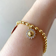 Our Father, Green Heart, Faith Flower Charm Bracelet