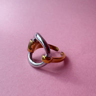 Silver & Gold Square Shape Ring