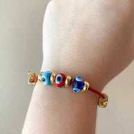 3 Evil Eye Adjustable Red Bracelet