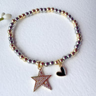 Big Star ⭐️ & Black Heart 🖤 Elastic Bracelet