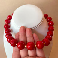 Red Balls Ceramic Charms Pattern Necklace