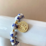St. Benedict Blue & White Adjustable Bracelet