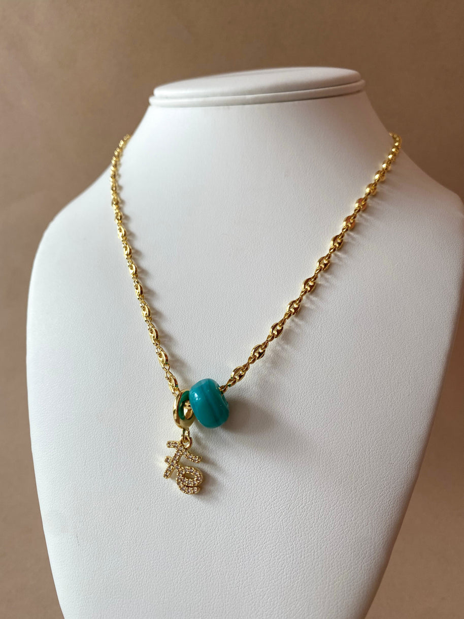 Faith and Turkish Stone in a Coffee Grain Necklace