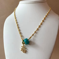 Faith and Turkish Stone in a Coffee Grain Necklace