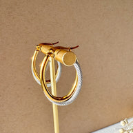 2 Gold Steel U Shape Zircon Hoops