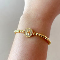 Initials Circular Crystal Golden Elastic Bracelets