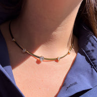 Golden Drop Zircons Choker Steel Necklace