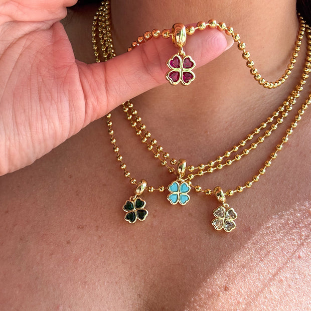 4 Different Colors of Crystal Clover Necklaces