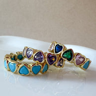 Crystals Hearts Colorful Rings