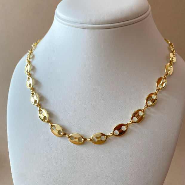 Big Coffee Grain Style Golden Necklace
