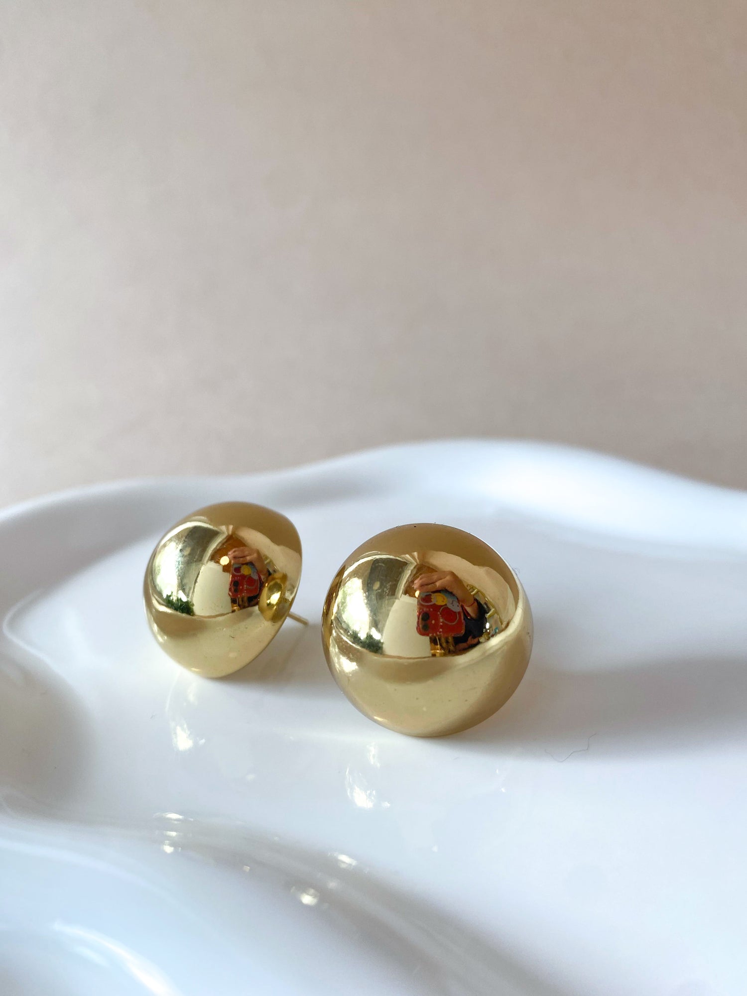 Golden Steel Circular Big Earrings
