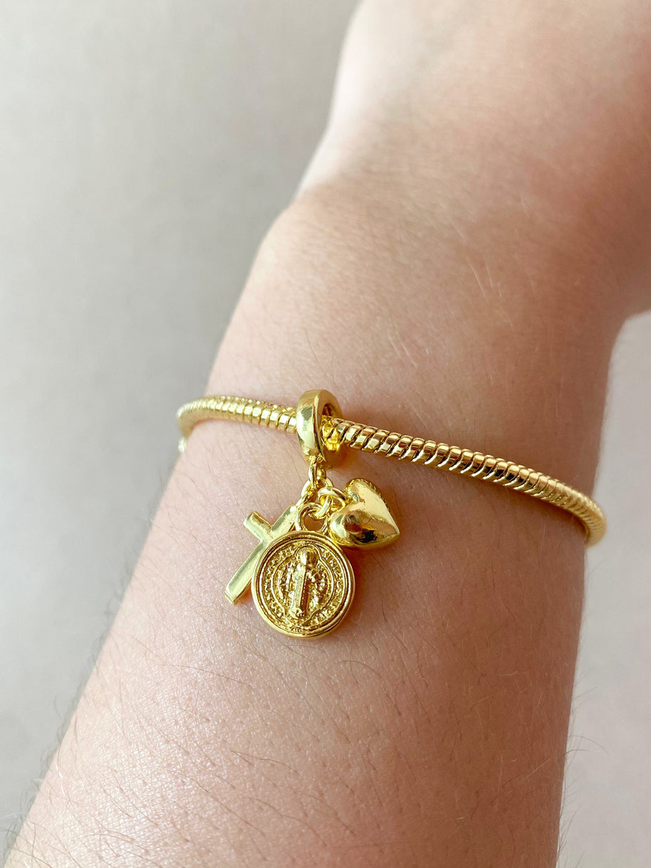 St Benedict Golden 3 Gracias Charms Bracelet