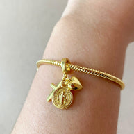 St Benedict Golden 3 Gracias Charms Bracelet