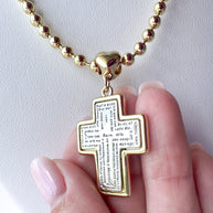 Our Father Cross Heart Style Medal Necklace