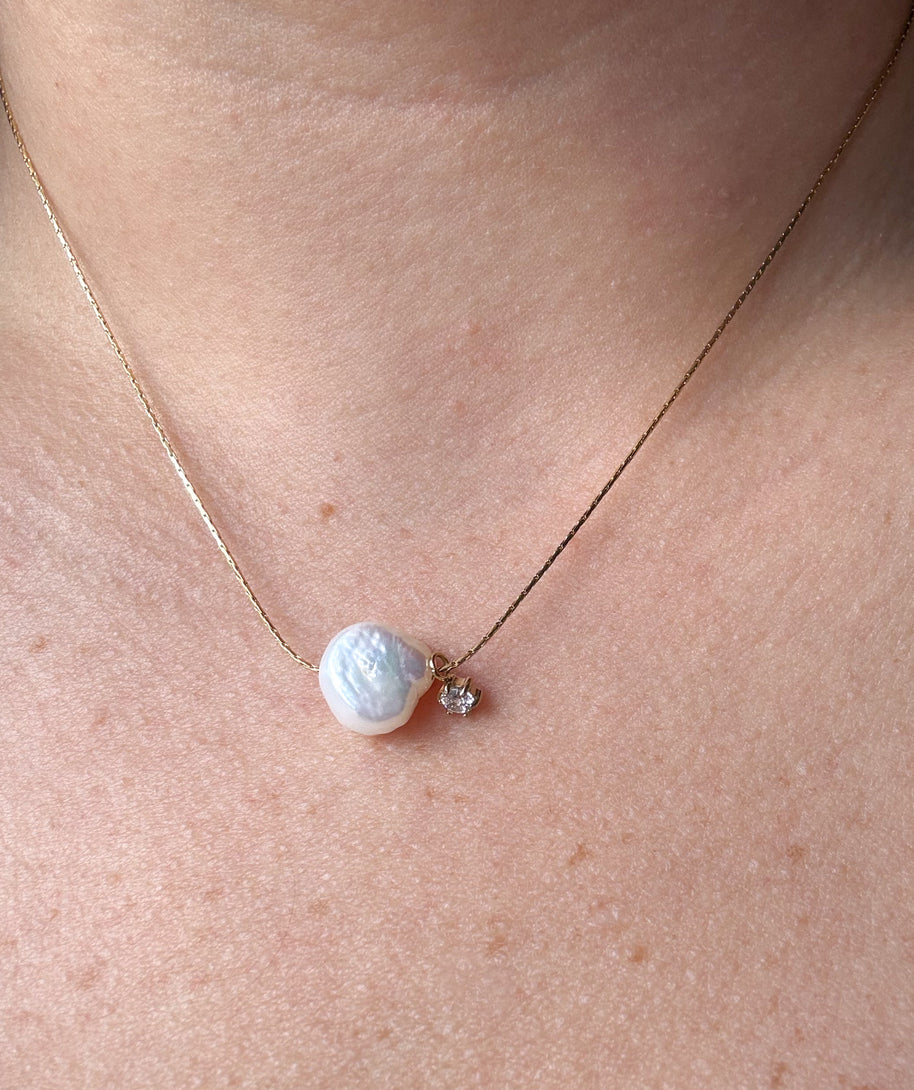 Pearl & Crystal Gold Necklace
