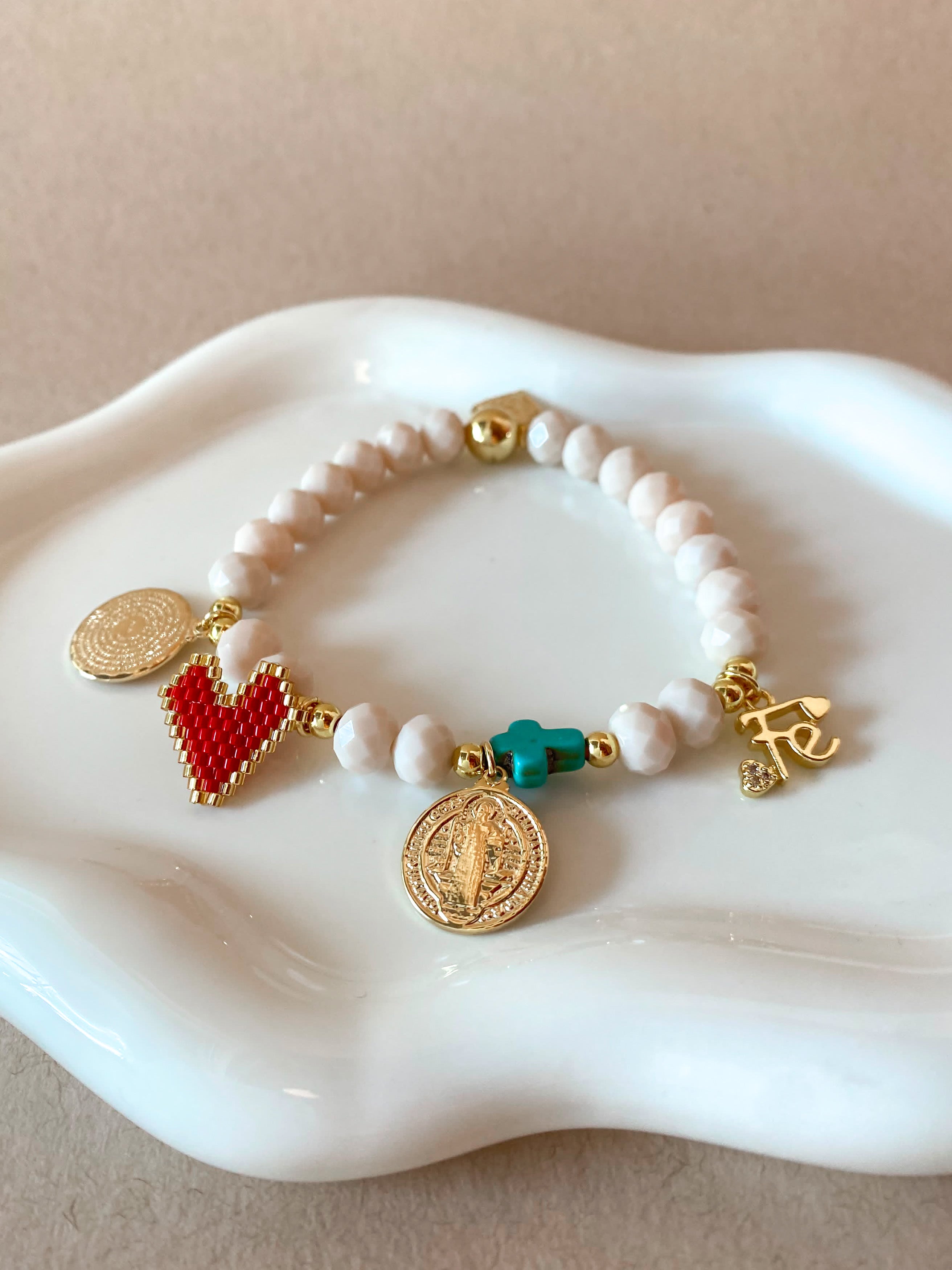 St Benedict, Our father and more Religious Charms Bracelet