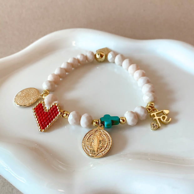 St Benedict, Our father and more Religious Charms Bracelet