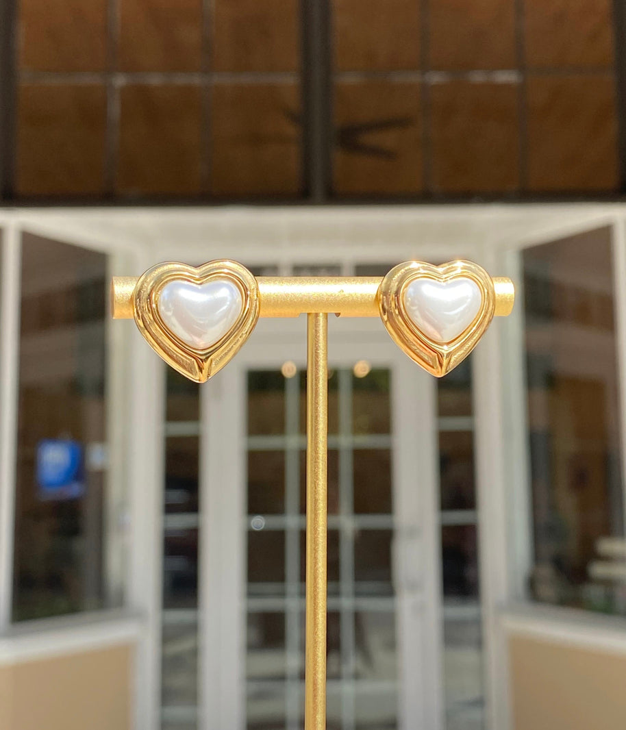 Mother Of Pearl Heart Earrings