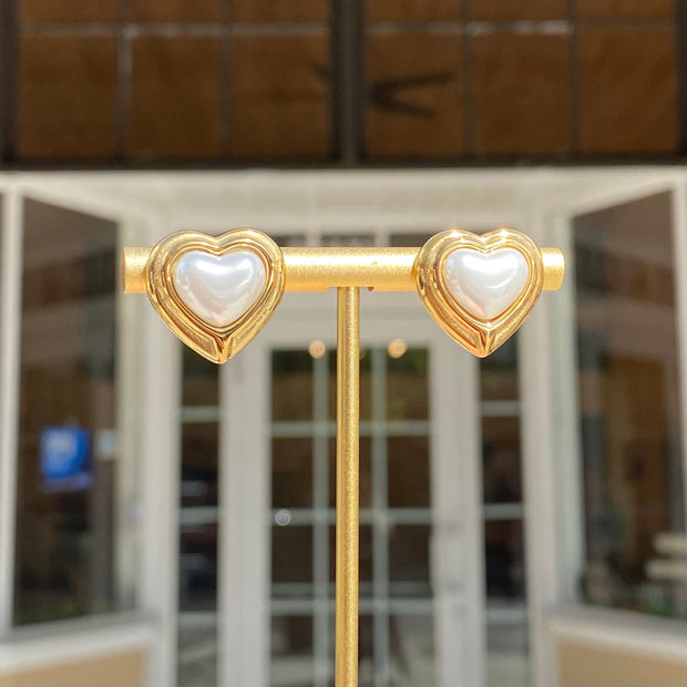 Mother Of Pearl Heart Earrings