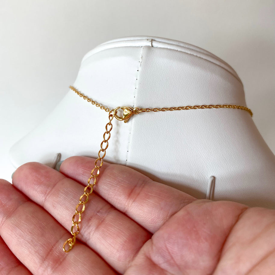 Golden Steel Little Hearts & Zircons Y Necklace