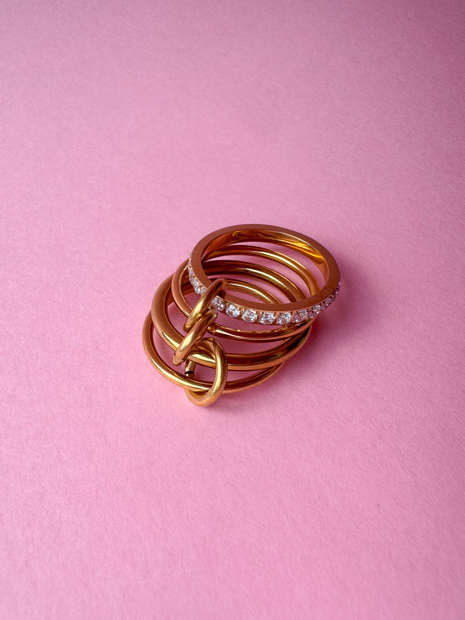 4 Layers Golden & Little Zircons Ring