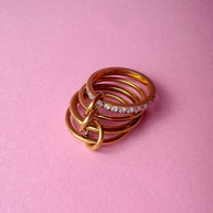 4 Layers Golden & Little Zircons Ring