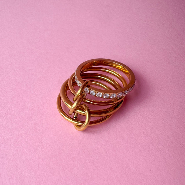4 Layers Golden & Little Zircons Ring
