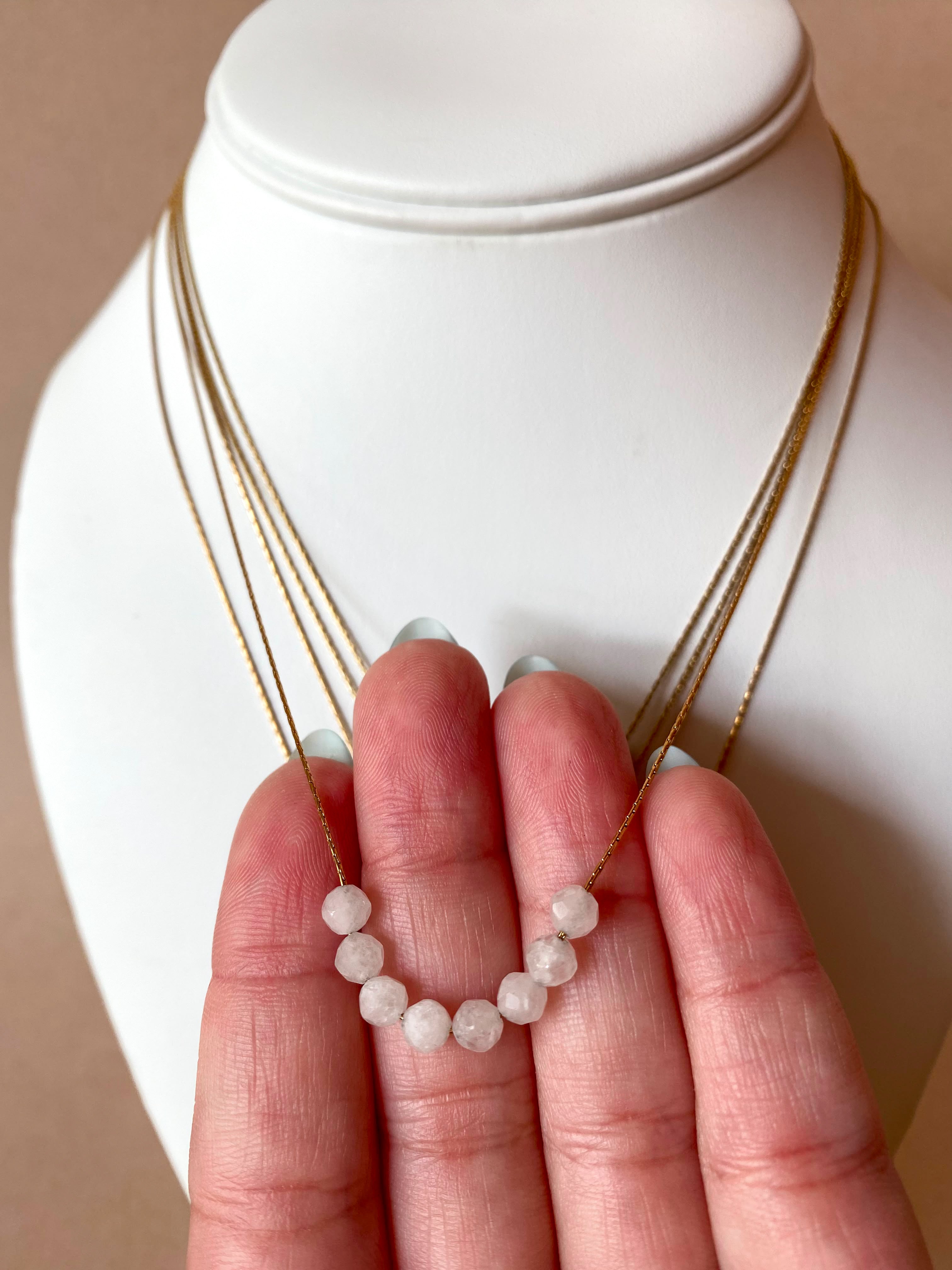 Multicolor Crystal Beads Thin Steel Necklaces