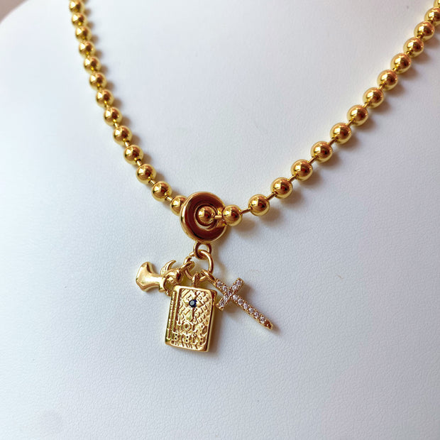 Bible, Angel and Cross 3 Charms in 1 Necklace