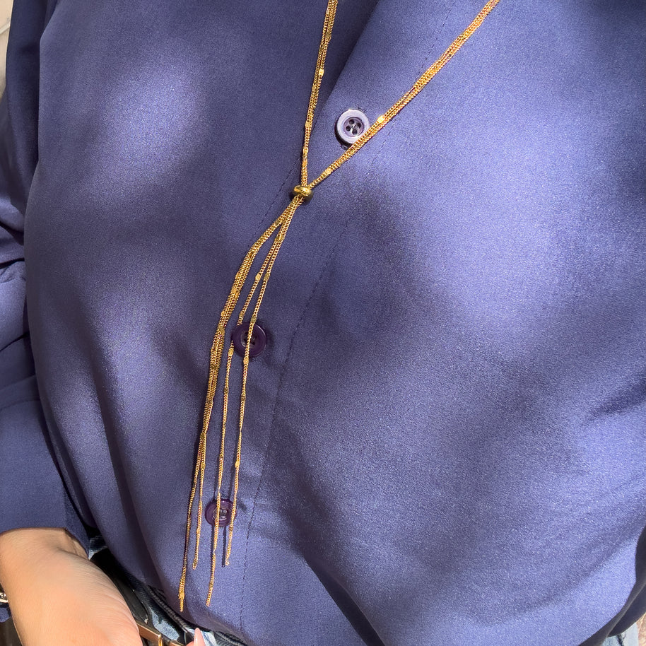 Golden Shiny Adjustable Y Style Chain Steel Necklace