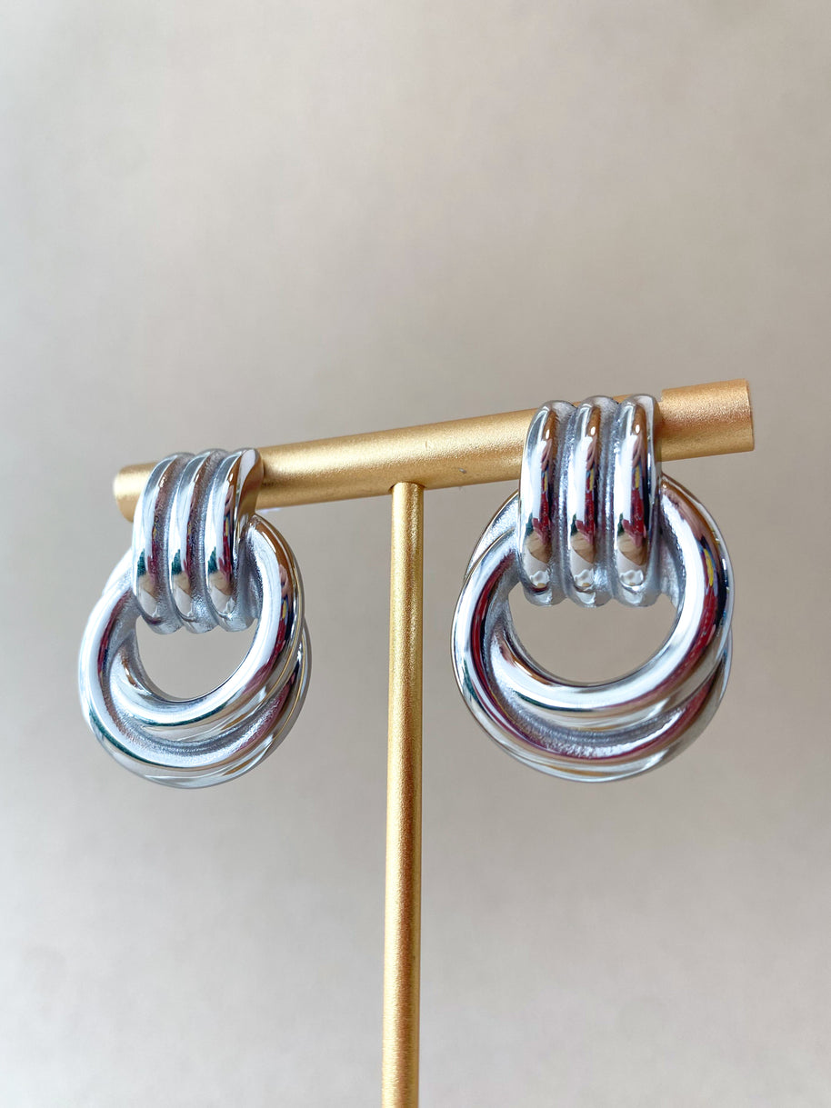 Silver Big 2 Shape Style Steel Hoops