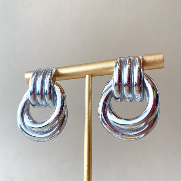 Silver Big 2 Shape Style Steel Hoops