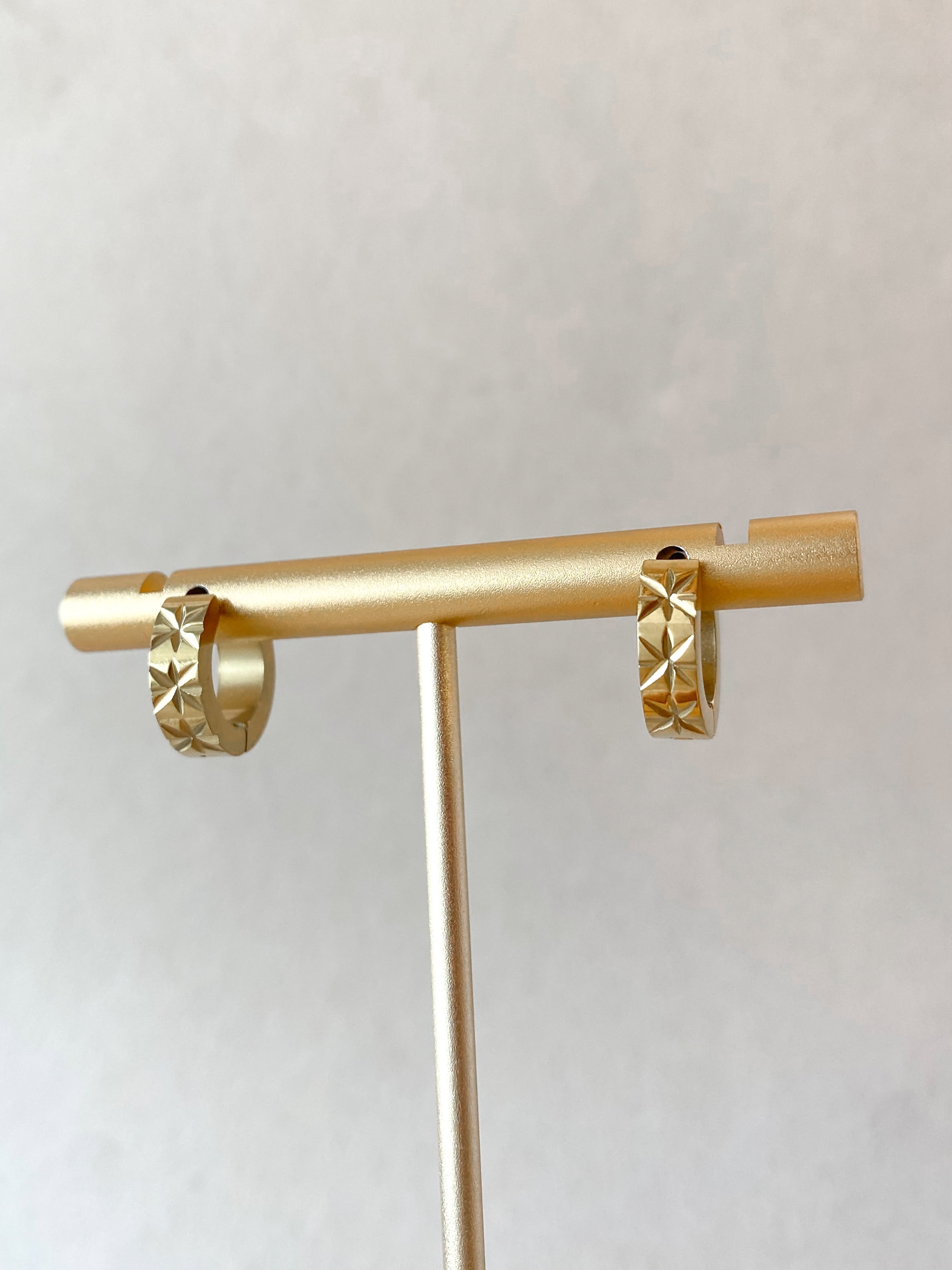 Golden Steel Diamont Cut Hoops