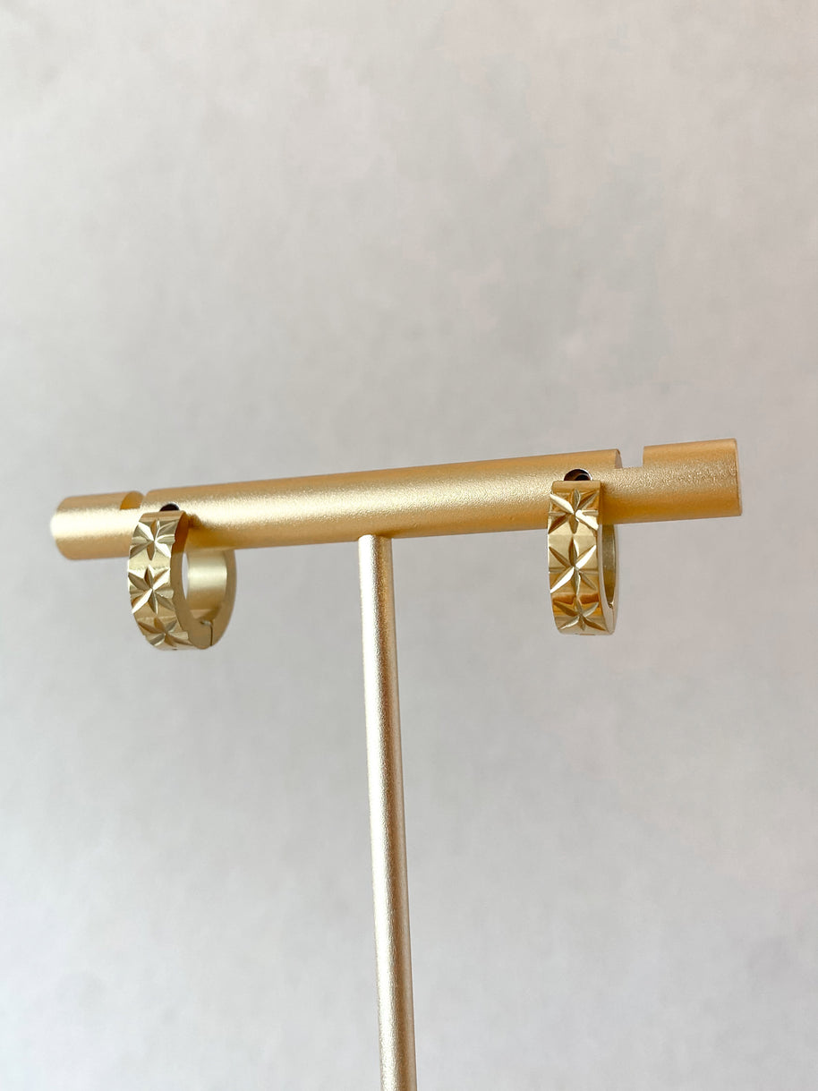 Golden Steel Diamont Cut Hoops