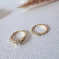 Golden and Shiny Zircon 2 Ring Set