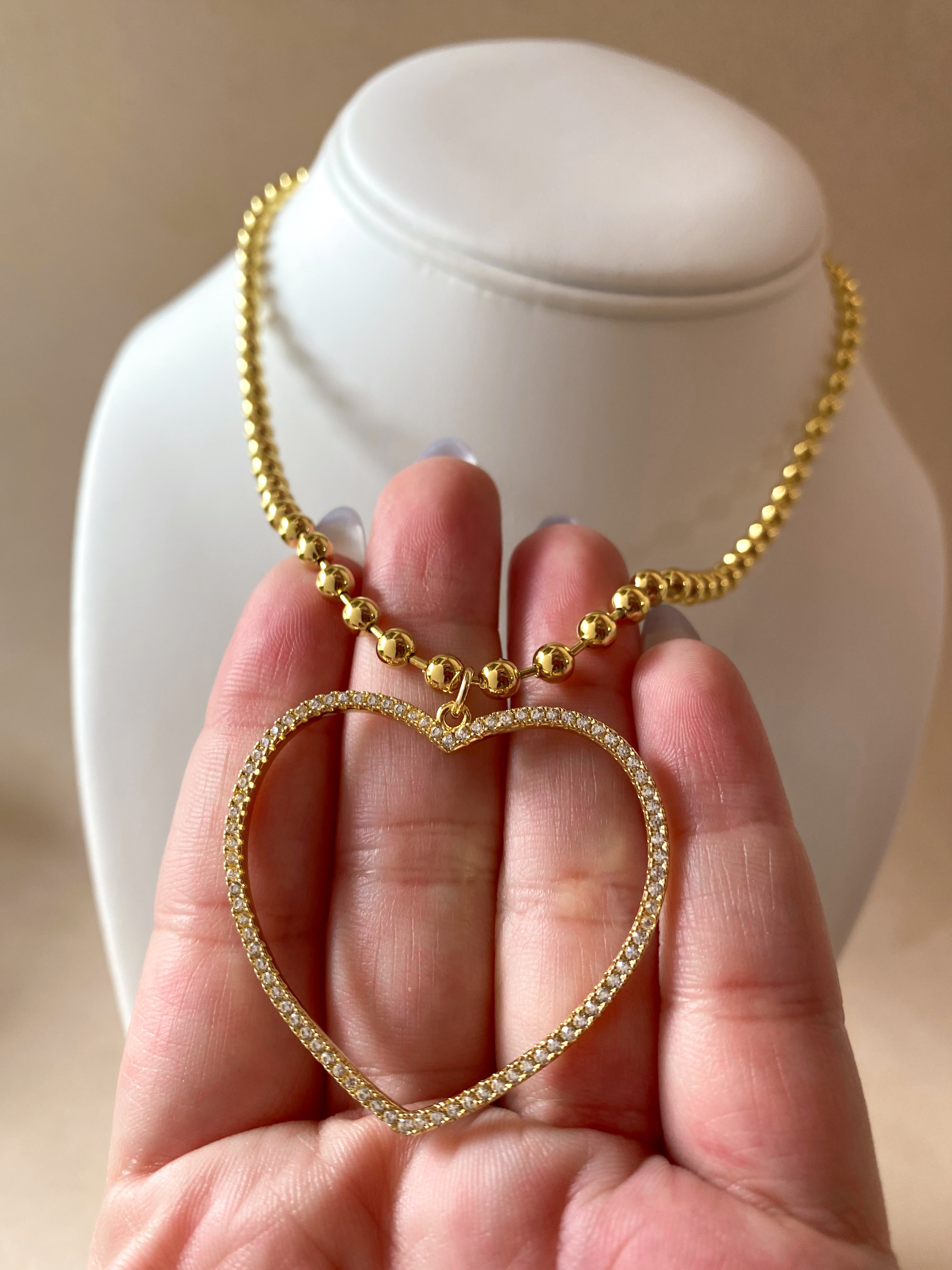Big Crystals Heart Shape Necklace