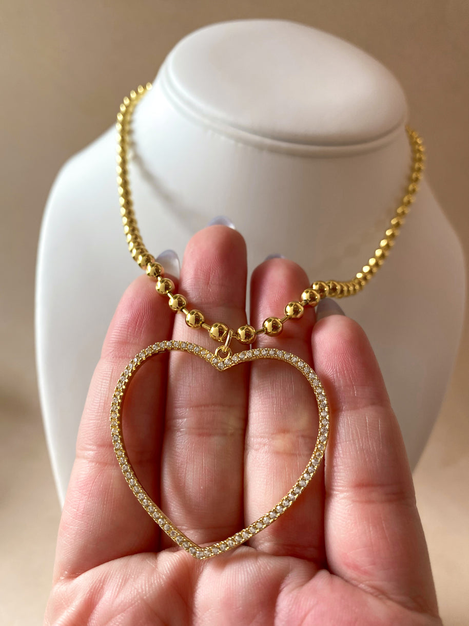 Big Crystals Heart Shape Necklace