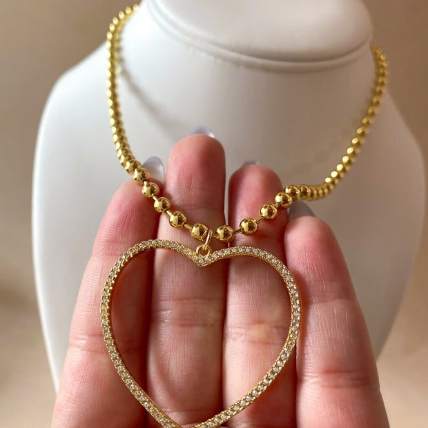 Big Crystals Heart Shape Necklace