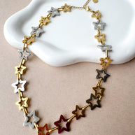 Golden & Silver Star Pattern Necklace