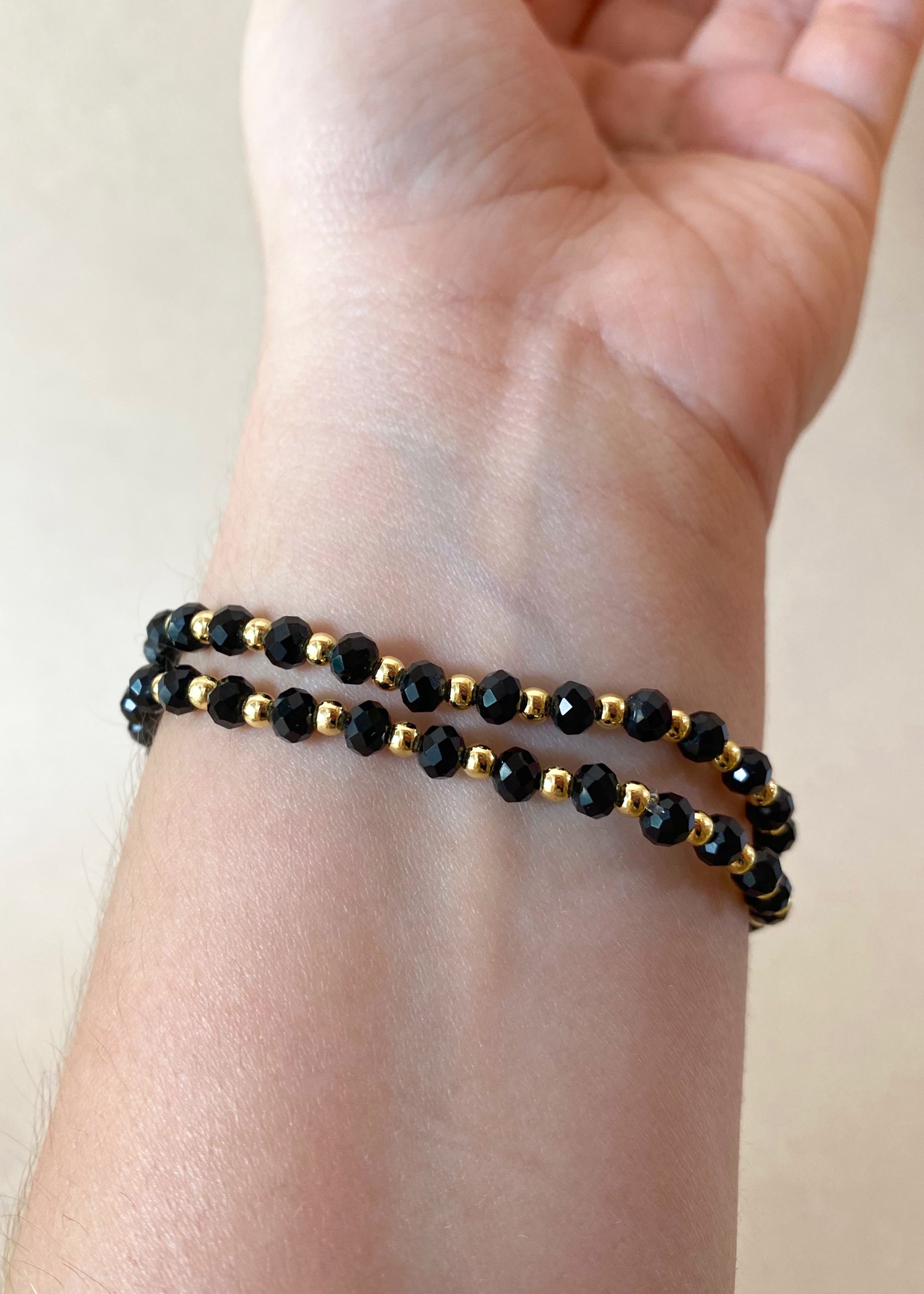 Black Crystal Mushroom Elastic Bracelet
