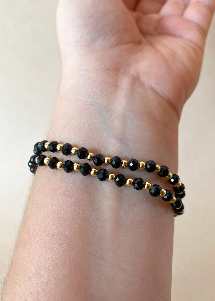 Black Crystal Mushroom Elastic Bracelet