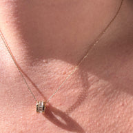 Baggete Crystal Chain 14k Solid Gold Necklace