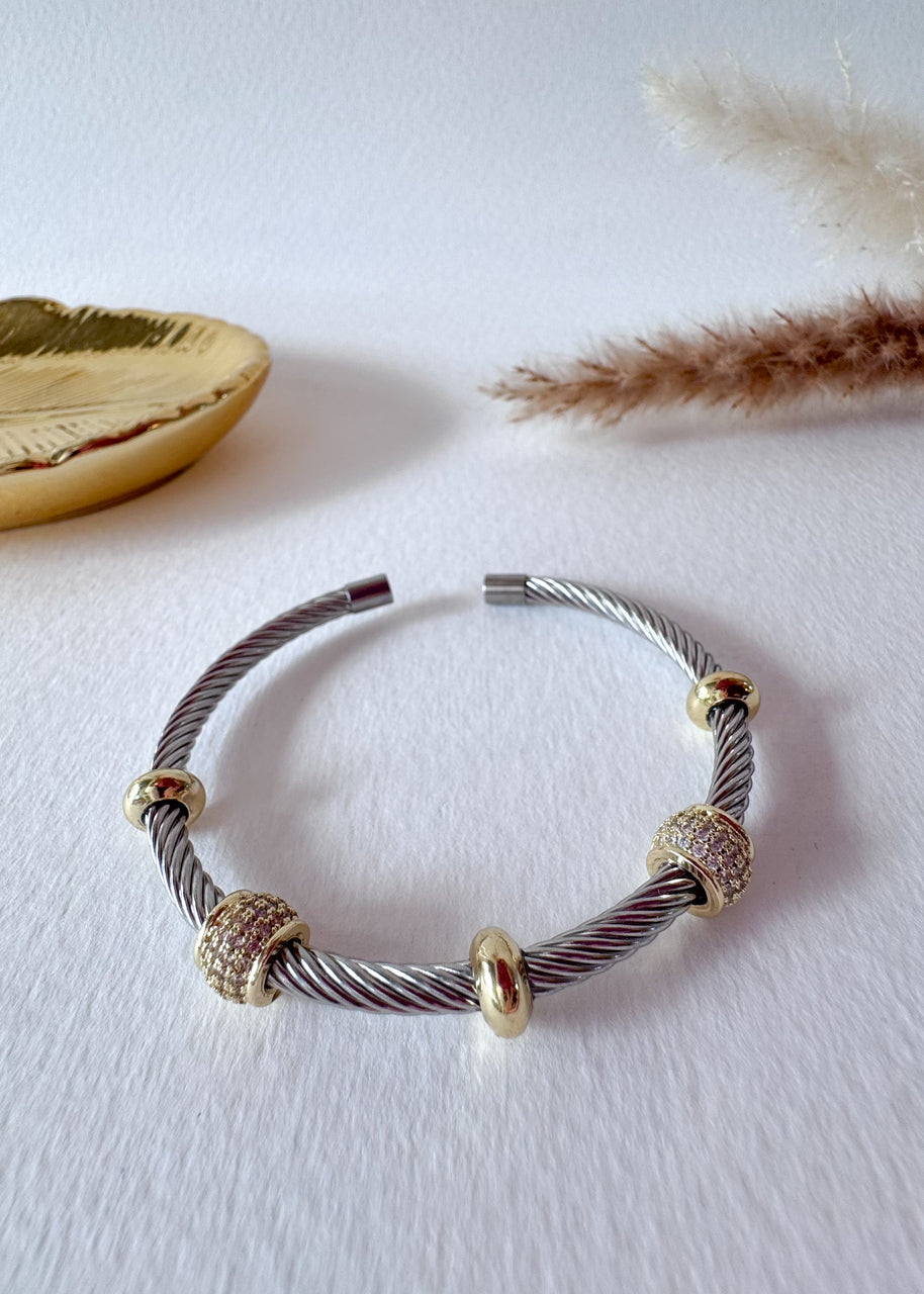 Rigid Steel Silver and Gold Shiny Bracelet