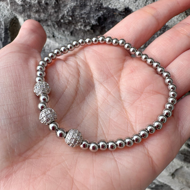 Silver & Gold Fire Balls Elastic Bracelets