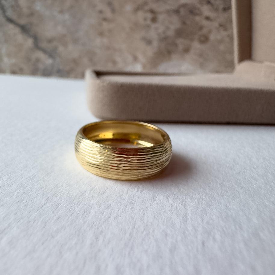 Chunky Dome Golden 18K Solid Gold Thick Ring